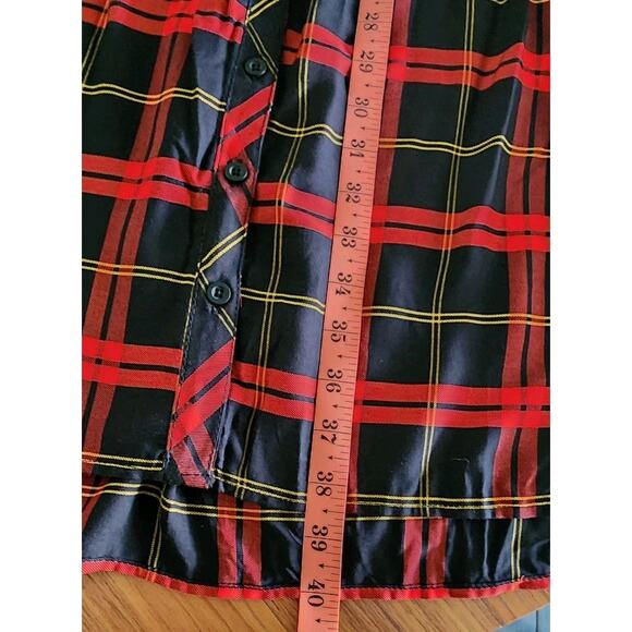 Torrid smocked Tunic Mini Dress Black Red Plaid Twill NWT New 2X - Picture 8 of 8